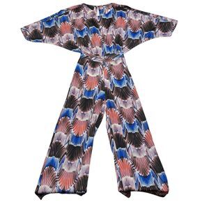 Y2K Blue Pink Jumpsuit Cocktail Hippie Boho Size XS